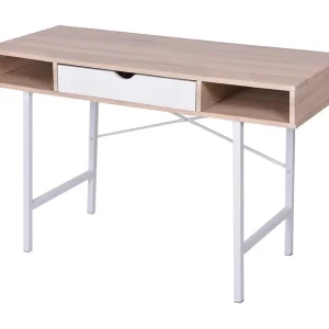 Garden Furniture – bureau met 1 lade eiken en wit Garden Furniture – bureau met 1 lade eiken en wit