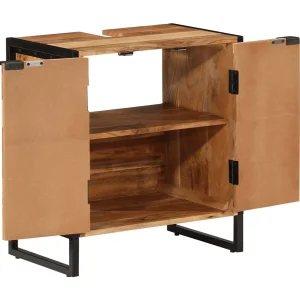 Garden Furniture – Badkamerkast 55x35x60 cm massief acaciahout en ijzer Garden Furniture – Badkamerkast 55x35x60 cm massief acaciahout en ijzer