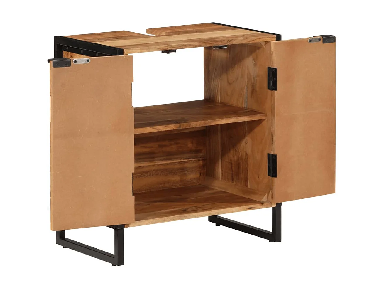 Garden Furniture - Badkamerkast 55x35x60 cm massief acaciahout en ijzer