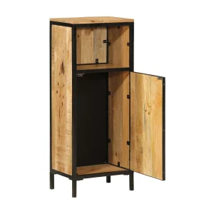 Garden Furniture – Badkamerkast 40x27x90 cm massief mangohout en ijzer Garden Furniture – Badkamerkast 40x27x90 cm massief mangohout en ijzer