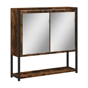 Edmondo  Badkamerspiegelkast 60x16x60 cm bewerkt hout gerookt eikenkleur