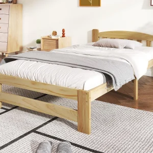Eenpersoonsbed 90x200cm houten frame – Naturel Eenpersoonsbed 90x200cm houten frame – Naturel