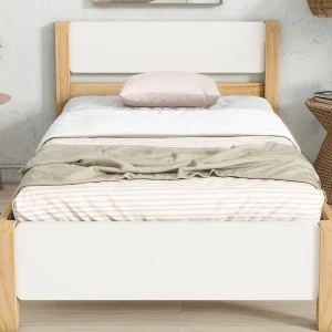 Eenpersoonsbed 90x200cm houten frame – Wit Eenpersoonsbed 90x200cm houten frame – Wit