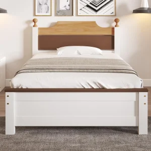 Eenpersoonsbed 90x200cm houten frame – Bruin Eenpersoonsbed 90x200cm houten frame – Bruin