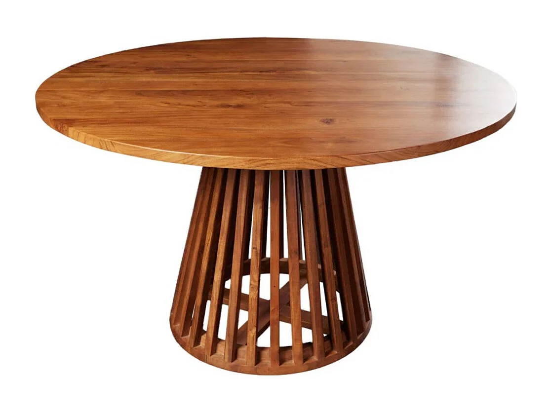 Eettafel TALMA - Rond diameter 140 cm - Massief gelakt acaciahout - Rustieke stijl