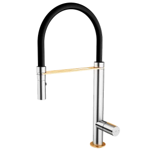 Exil éengreeps wastafelmengkraan satijn en roségoud met handdouche – Essebagno Exil éengreeps wastafelmengkraan satijn en roségoud met handdouche – Essebagno