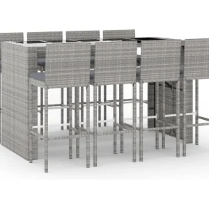 Eva Lynn 9-delige Tuinbarset met kussens poly rattan grijs Eva Lynn 9-delige Tuinbarset met kussens poly rattan grijs