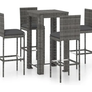 Elk City 5-delige Tuinbarset met kussens poly rattan grijs Elk City 5-delige Tuinbarset met kussens poly rattan grijs