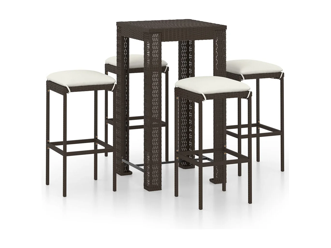 Elisah 5-delige Tuinbarset met kussens poly rattan bruin