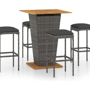 Gela 5-delige Tuinbarset met kussens poly rattan grijs Gela 5-delige Tuinbarset met kussens poly rattan grijs
