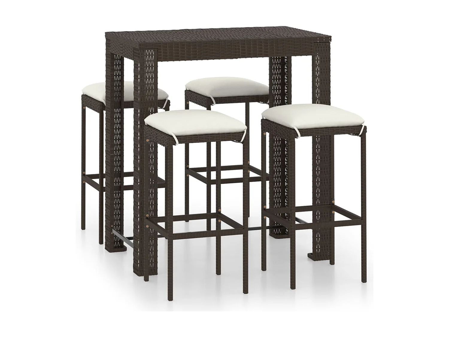 Elisah 5-delige Tuinbarset met kussens poly rattan bruin