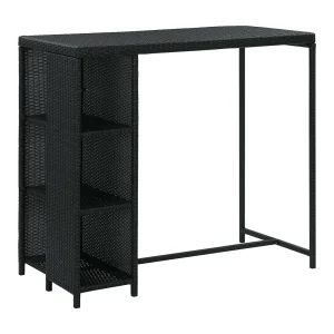 Fehmi 5-delige Tuinbarset met kussens poly rattan zwart Fehmi 5-delige Tuinbarset met kussens poly rattan zwart