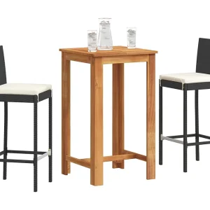 Frilsa 3-delige Tuinbarset massief acaciahout en poly rattan zwart Frilsa 3-delige Tuinbarset massief acaciahout en poly rattan zwart