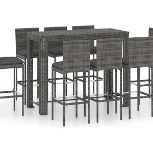 Elk City  9-delige Tuinbarset met antracietkleurige kussens poly rattan