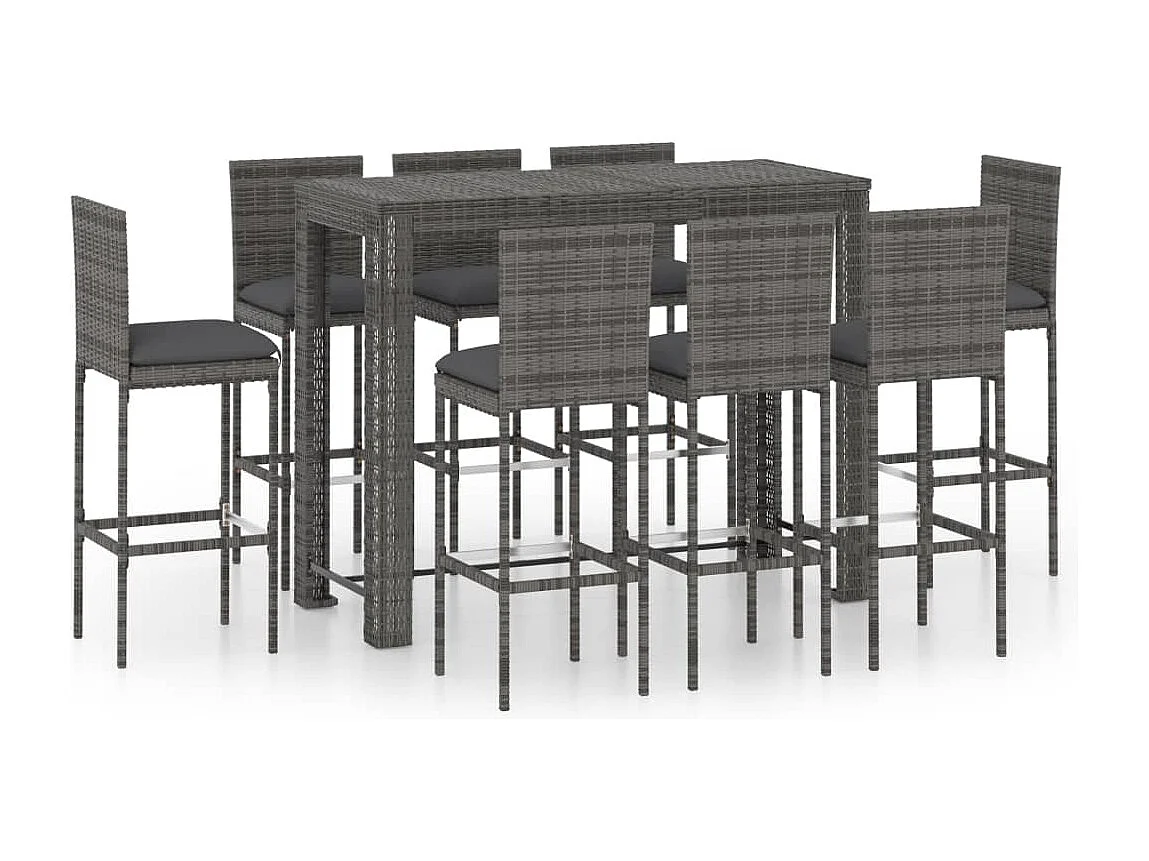 Elk City 9-delige Tuinbarset met antracietkleurige kussens poly rattan