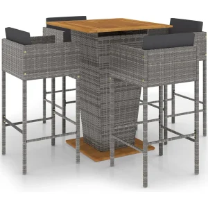 Fairlawn  5-delige Tuinbarset met kussens poly rattan grijs