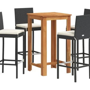 Frilsa 5-delige Tuinbarset massief acaciahout en poly rattan zwart Frilsa 5-delige Tuinbarset massief acaciahout en poly rattan zwart