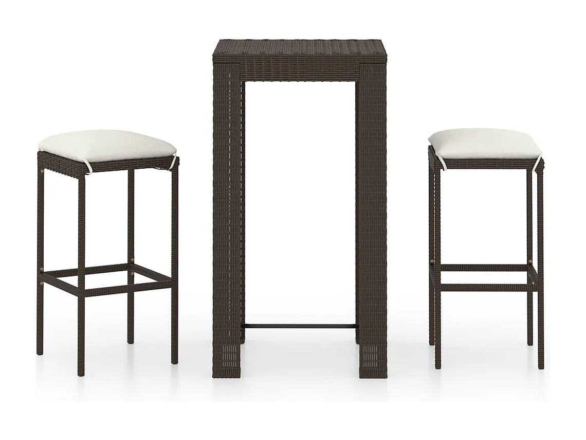 Elisah 3-delige Tuinbarset met kussens poly rattan bruin