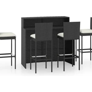 Fortunato 5-delige Tuinbarset met kussens zwart Fortunato 5-delige Tuinbarset met kussens zwart
