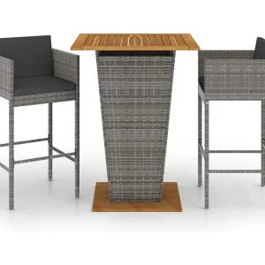 Fairlawn  3-delige Tuinbarset met kussens poly rattan grijs