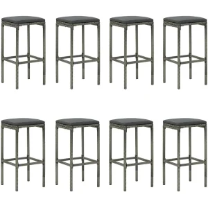 Elisah 9-delige Tuinbarset met kussens poly rattan grijs Elisah 9-delige Tuinbarset met kussens poly rattan grijs