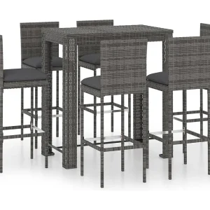 Elk City  7-delige Tuinbarset met kussens poly rattan grijs