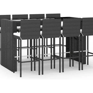 Eva Lynn 9-delige Tuinbarset met kussens poly rattan zwart Eva Lynn 9-delige Tuinbarset met kussens poly rattan zwart
