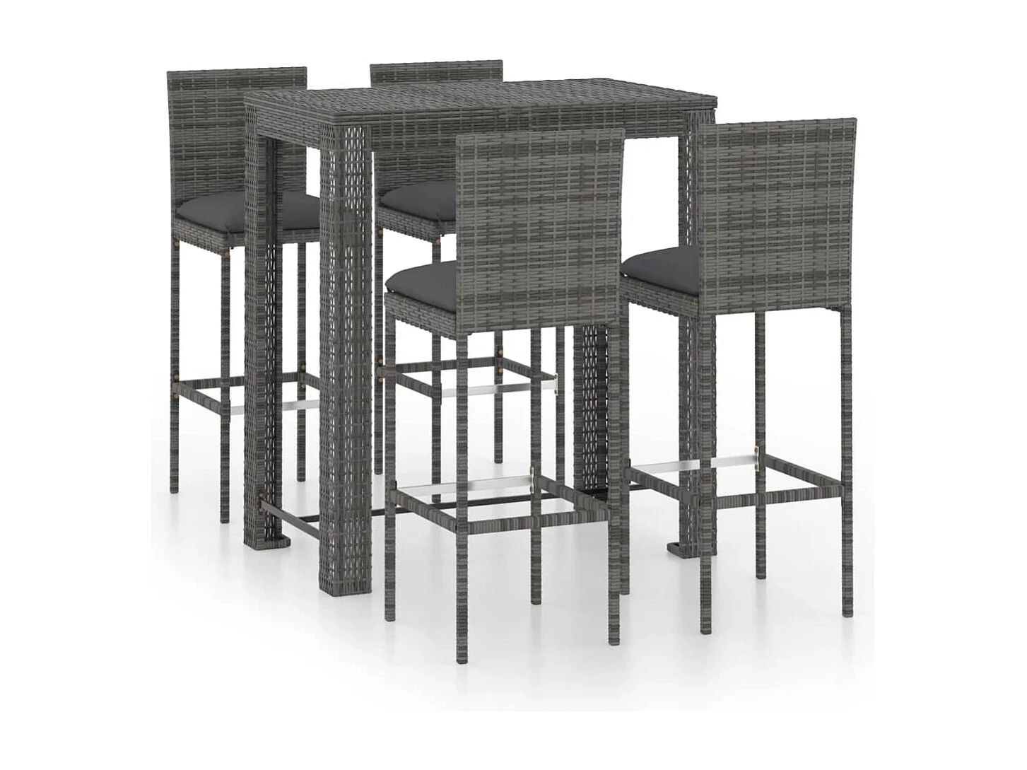 Elk City 5-delige Tuinbarset met kussens poly rattan grijs