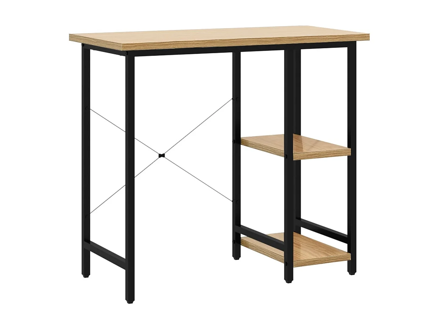Drenin Computerbureau 80x40x72 cm MDF metaal zwart lichteikenkleurig