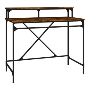 Fole Bureau 100x50x90 cm bewerkt hout en ijzer gerookt eikenkleurig Fole Bureau 100x50x90 cm bewerkt hout en ijzer gerookt eikenkleurig