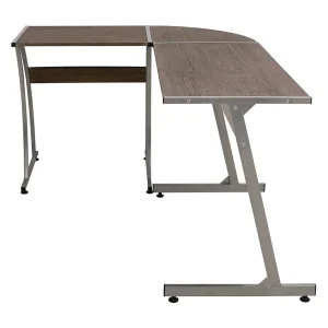 Erindor Hoekbureau bewerkt hout bruin Erindor Hoekbureau bewerkt hout bruin