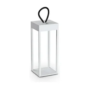 ENYA, oplaadbare LED-buitenlantaarn in wit metaal, Ideal Lux ENYA, oplaadbare LED-buitenlantaarn in wit metaal, Ideal Lux