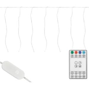 ECD Germany LED lichtgordijn 300 cm met 120 warm witte lampjes timer 19 standen kerstverlichting voor raam wand binnen buiten feestdecoratie