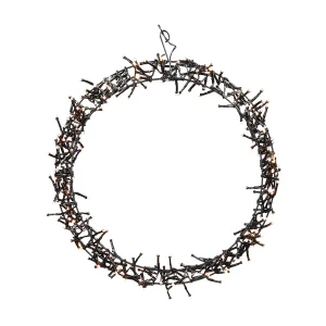 ECD Germany LED lichtkrans Ø38cm metalen ring 300 LED's warm wit IP44 8 lichtstanden voor binnen buiten deurdecoratie raamkrans kerstverlichting
