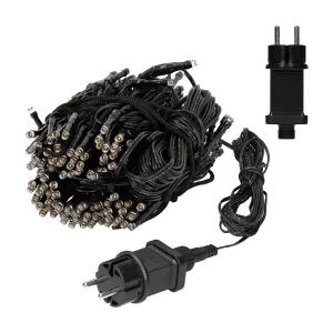 ECD Germany Vlaggenmast lichtketting, 6 strengen à 2,08 meter met 192 LED's in warm wit voor bomen, incl. 6 haringen en 6 kabelbinders, zwart, IP44, buiten, vlaggenmastverlichting buitenverlichting