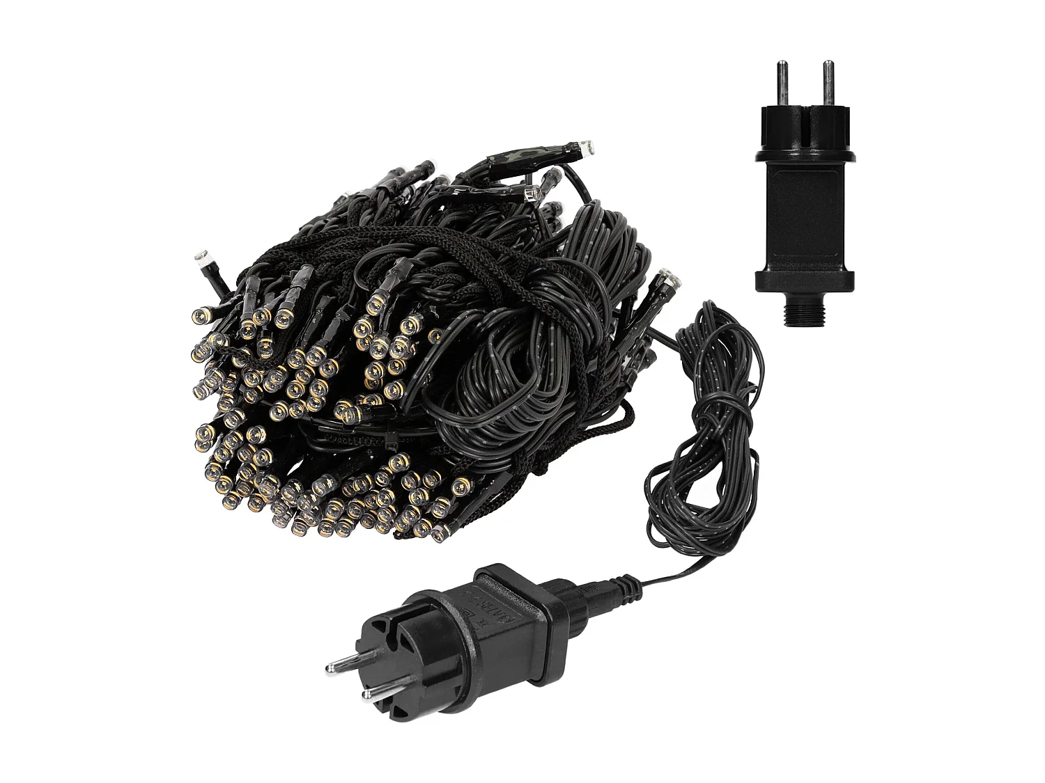 ECD Germany Vlaggenmast lichtketting, 6 strengen à 2,08 meter met 192 LED's in warm wit voor bomen, incl. 6 haringen en 6 kabelbinders, zwart, IP44, buiten, vlaggenmastverlichting buitenverlichting