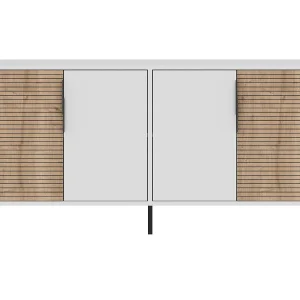 Dressoir – 150 cm x 75 cm x 36 cm – Wit en saffier eiken – Melamine gecoate spaanplaat
