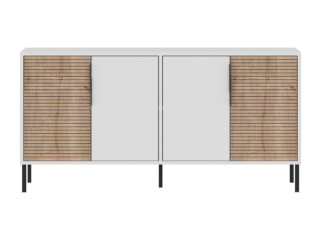Dressoir – 150 cm x 75 cm x 36 cm – Wit en saffier eiken – Melamine gecoate spaanplaat