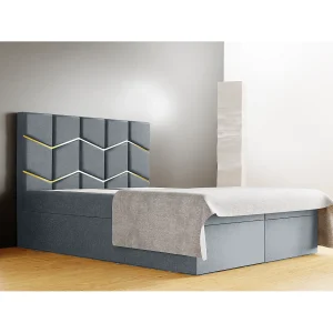 FOREST gestoffeerd bed 160x200x133 cm met opbergruimte, Monolit-bekleding, slaaphoogte 50 cm, elegant hoofdbord, gasveren, topper Zilver FOREST gestoffeerd bed 160x200x133 cm met opbergruimte, Monolit-bekleding, slaaphoogte 50 cm, elegant hoofdbord, gasveren, topper Zilver