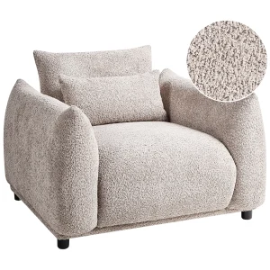 Fauteuil JAMSA Bouclé Taupe Fauteuil JAMSA Bouclé Taupe