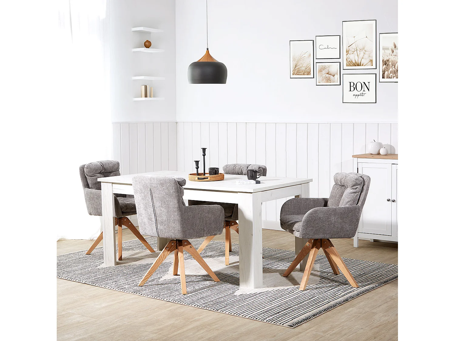 Eetkamerstoel Set 58,5x84x60 cm Grijze Eames Stoelen