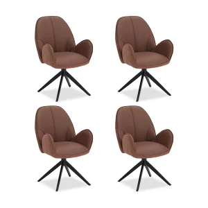 Eetkamerstoel Set 60x90x59 cm Bruin Modern Eivormige Stoelen Bouclé Leer Eetkamerstoel Set 60x90x59 cm Bruin Modern Eivormige Stoelen Bouclé Leer