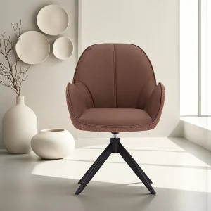 Eetkamerstoel 60x90x59 cm Bruin Modern Ei Stoel Bouclé Lederen Fauteuil Eetkamerstoel 60x90x59 cm Bruin Modern Ei Stoel Bouclé Lederen Fauteuil
