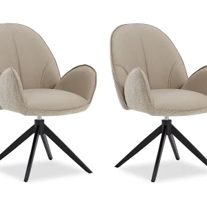 Eetkamerstoel Set 60x90x59 cm Beige Moderne Eierstoelen Bouclé Leer