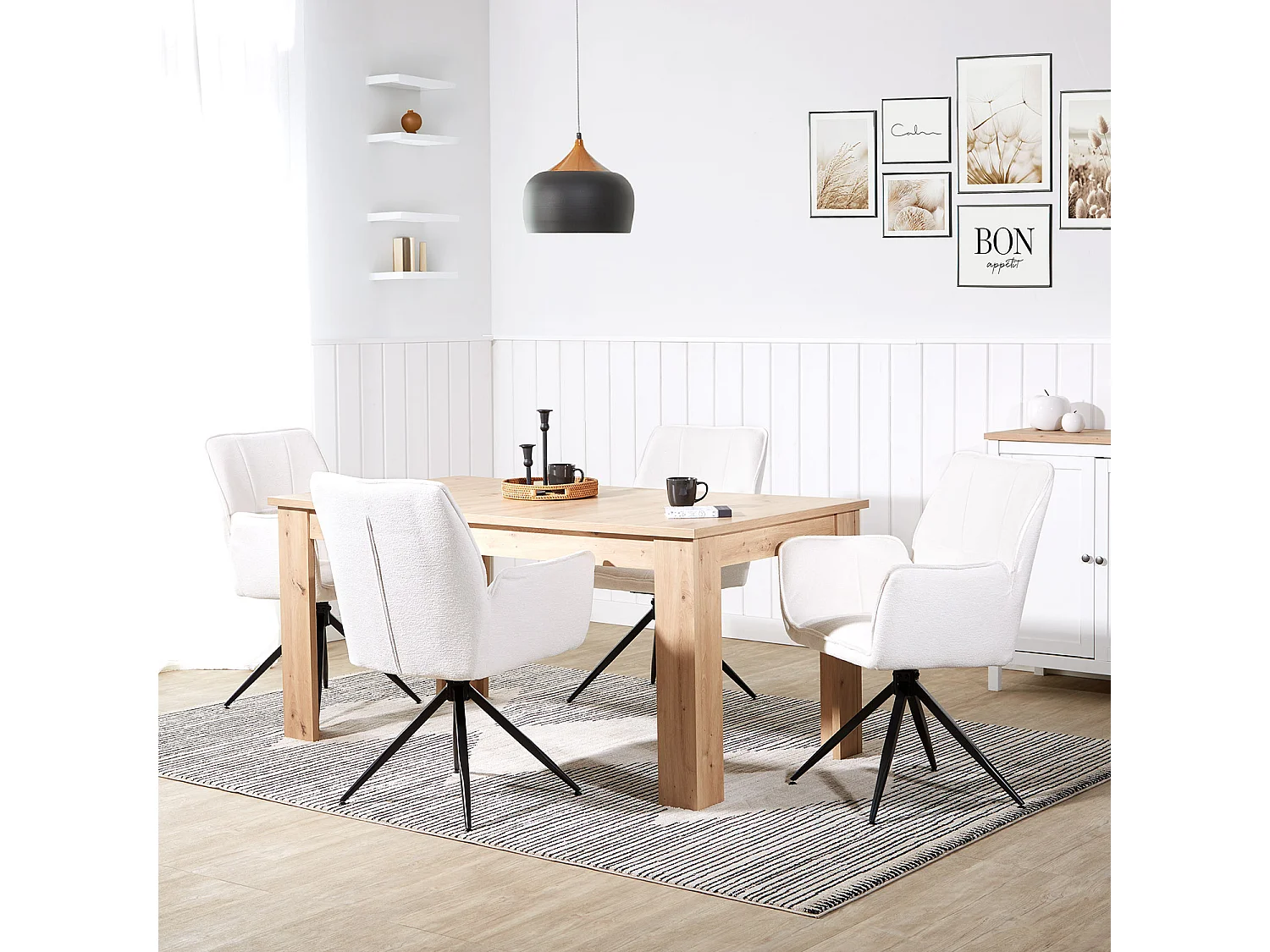 Eetkamerstoel Set 61x92,5x57,5 cm wit Moderne Ei Stoelen Chenille Garen