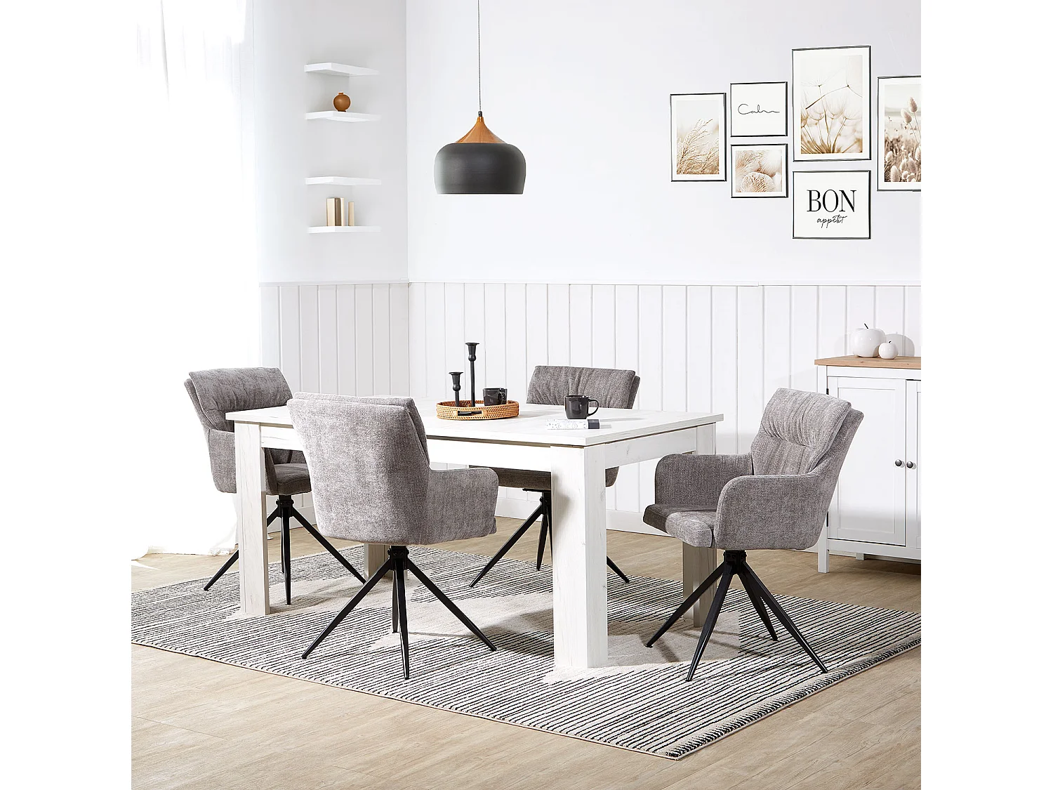 Eetkamerstoel 57x89x60 cm grijs modern ei-vormige stoel