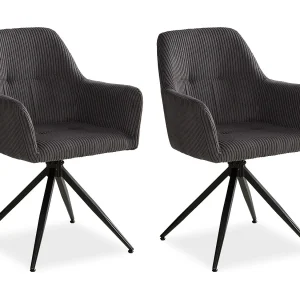 Eetkamerstoel Set 57x85x59 cm Grijs Moderne Eierstoelen Ribstof