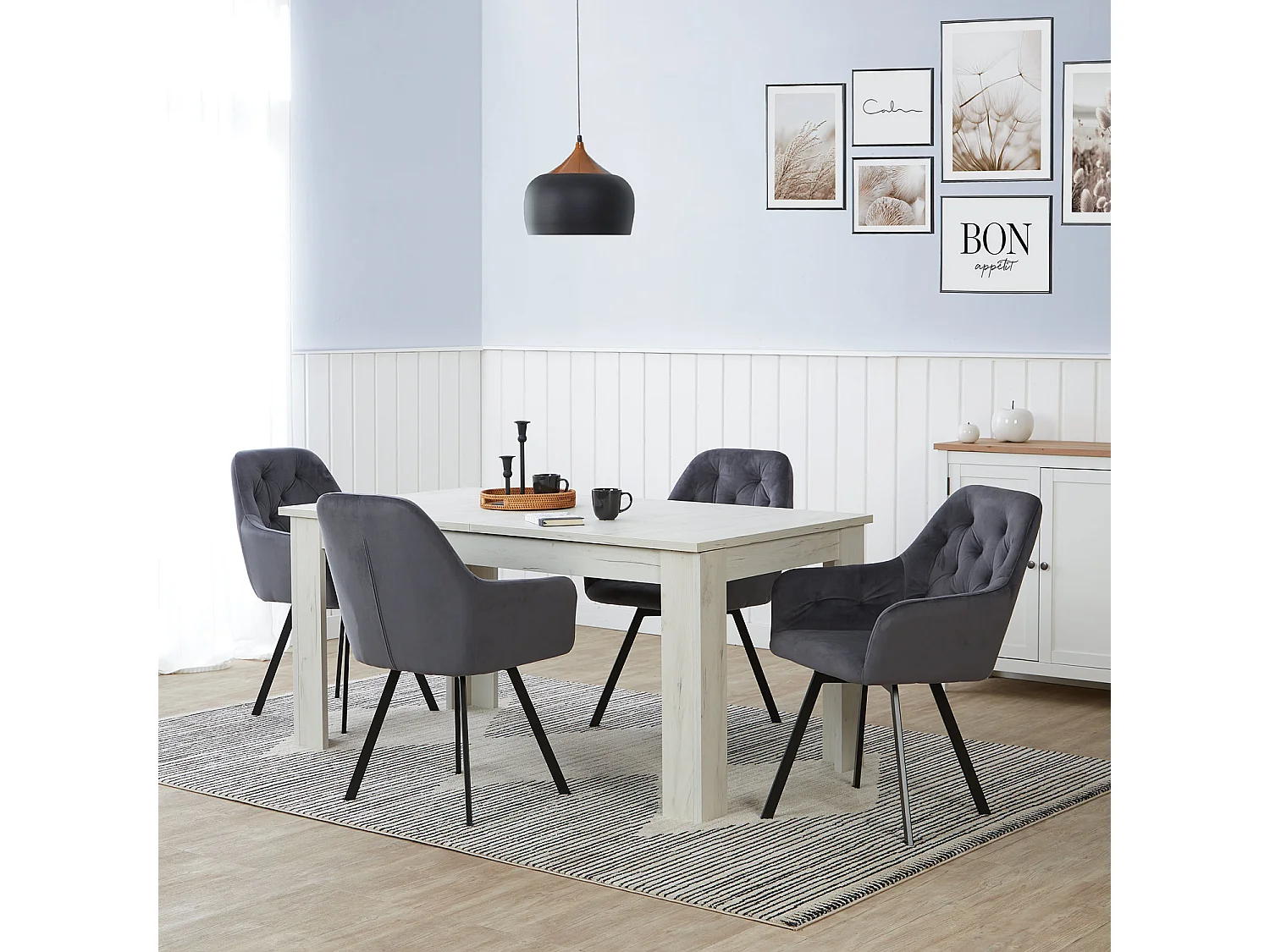 Eetkamerstoel Set 59x87,5x65 cm Grijs Eames Stoelen