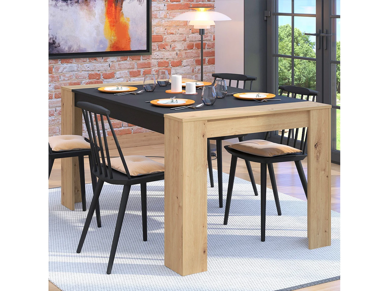 Eettafel 154x90x75 cm natuurlijk zwart