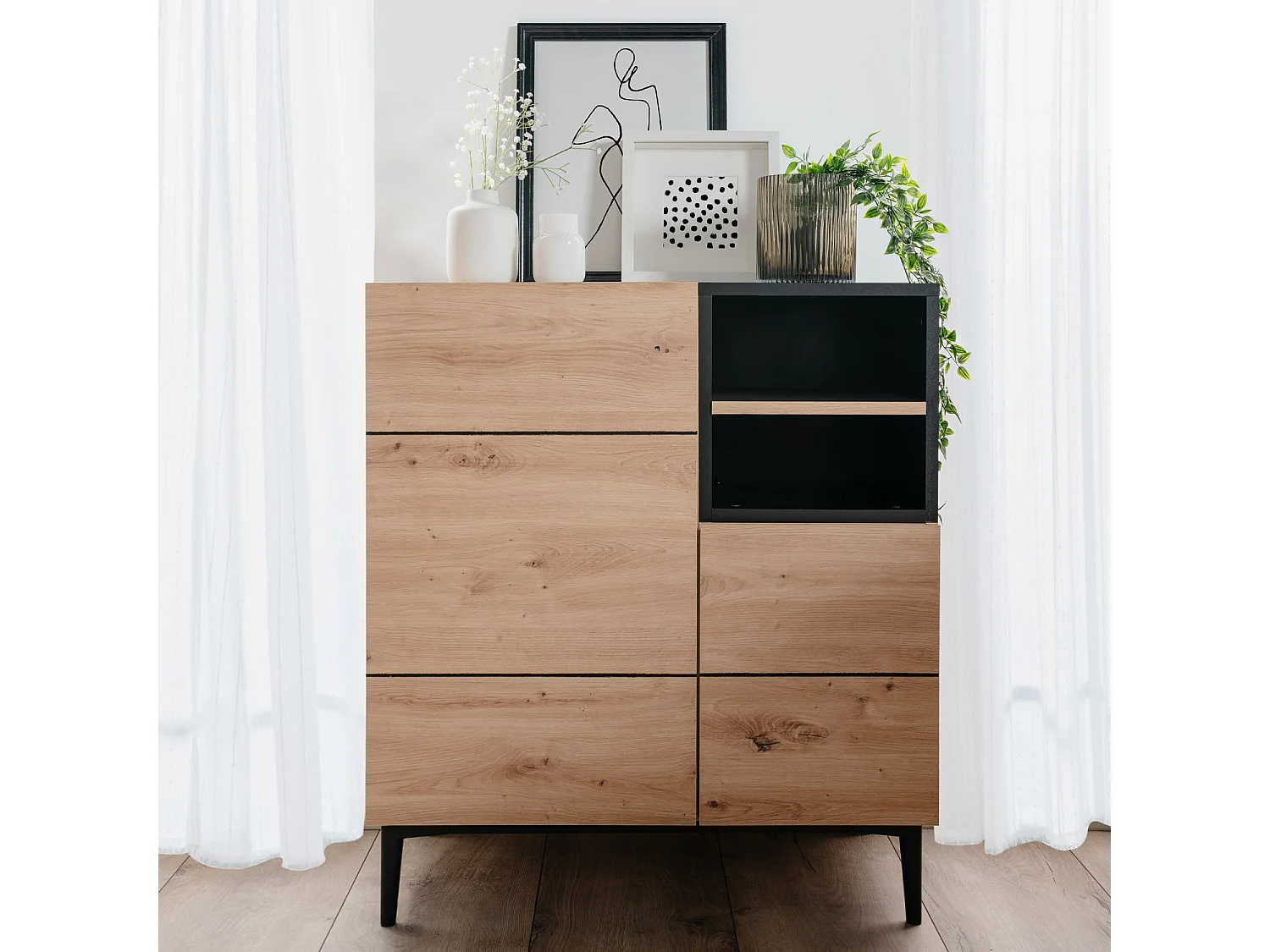 Dressoir 80x40x90 cm bruin zwart